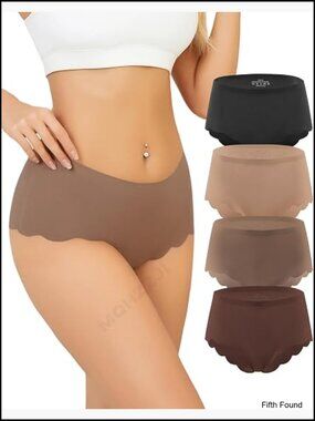 Seamless High Waisted Cheeky Bikini Panties No Show Ribbed Breathable